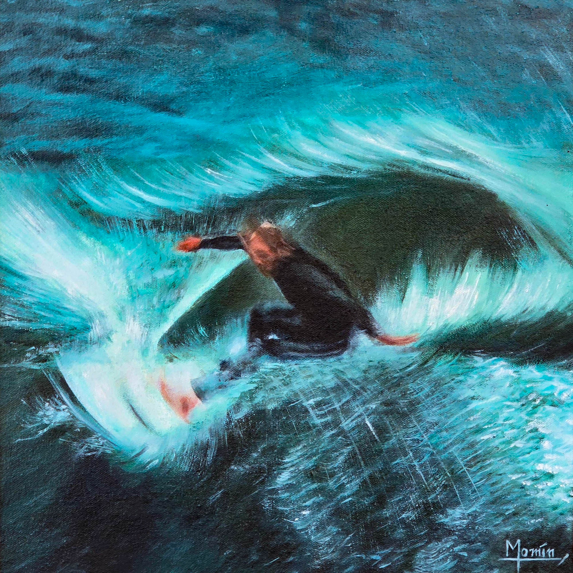The Wave Slayer, Oil On Canvas, 16 x 16 Inches, 18/Dec/2024, Available