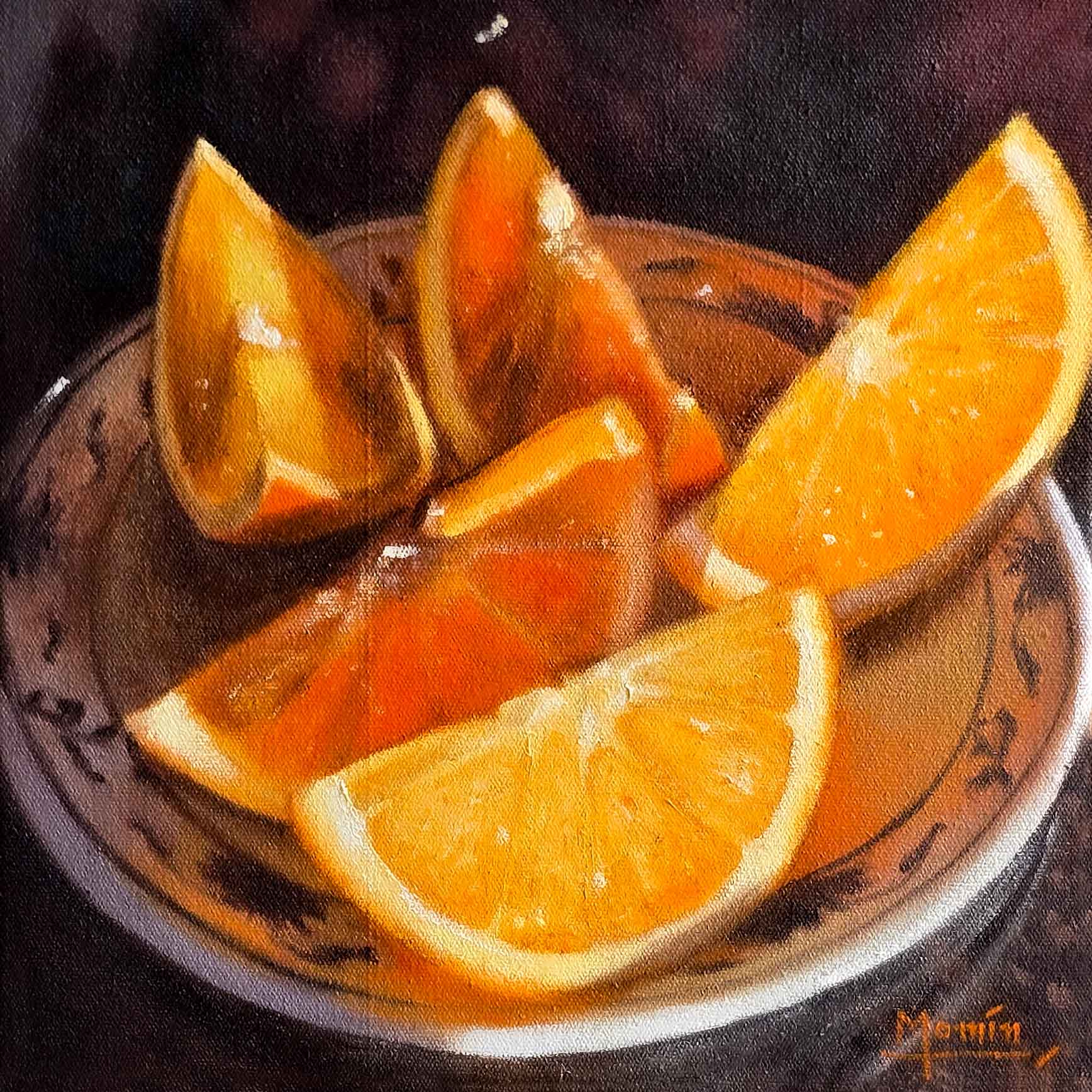 Orange Slices, Oil On Canvas, 12 x 12 Inches, 03/Sep/2025, Available