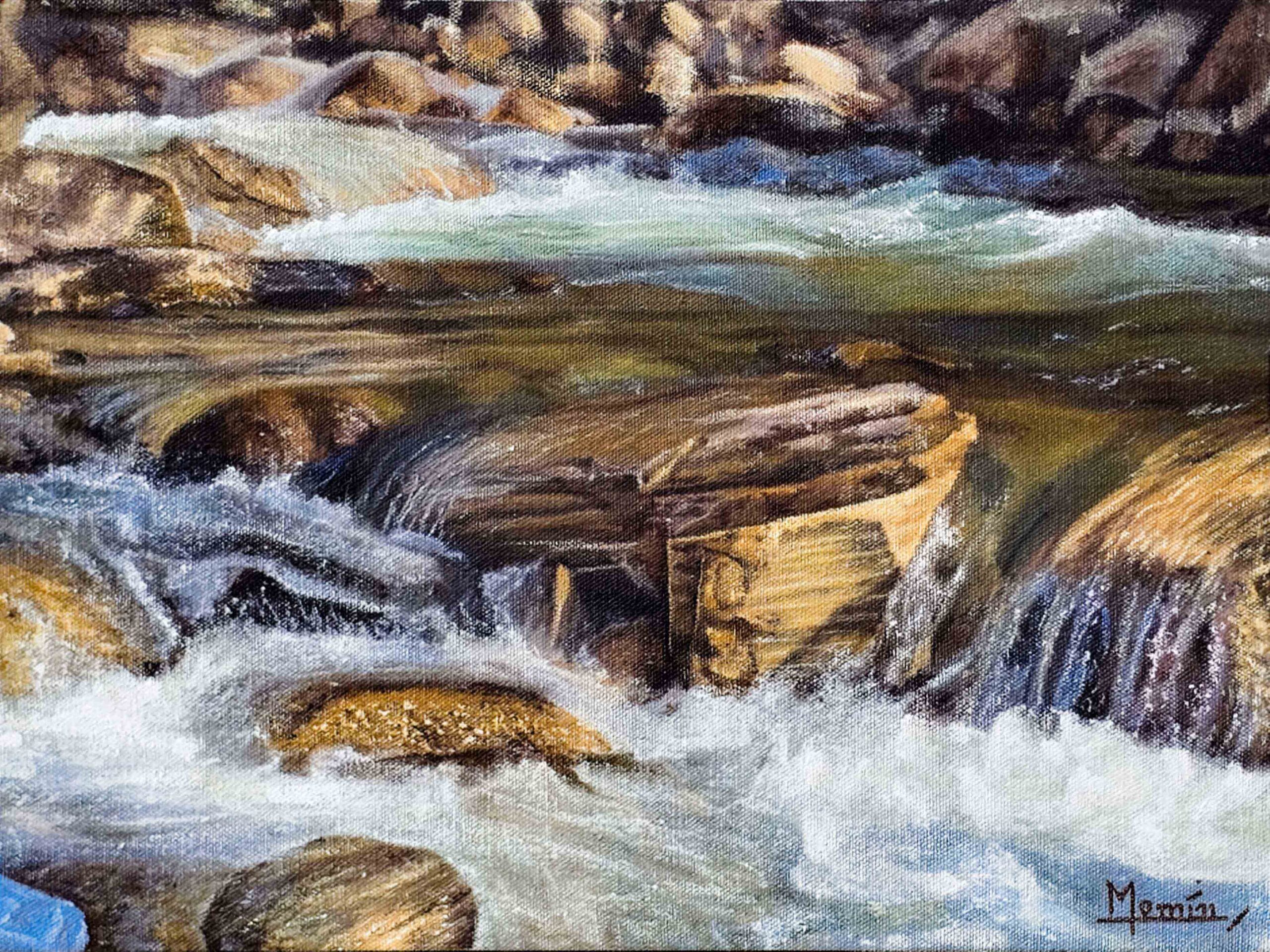 Rushing Stream, Oil On Canvas, 12 x12 Inches, 31/Oct/2025, Available