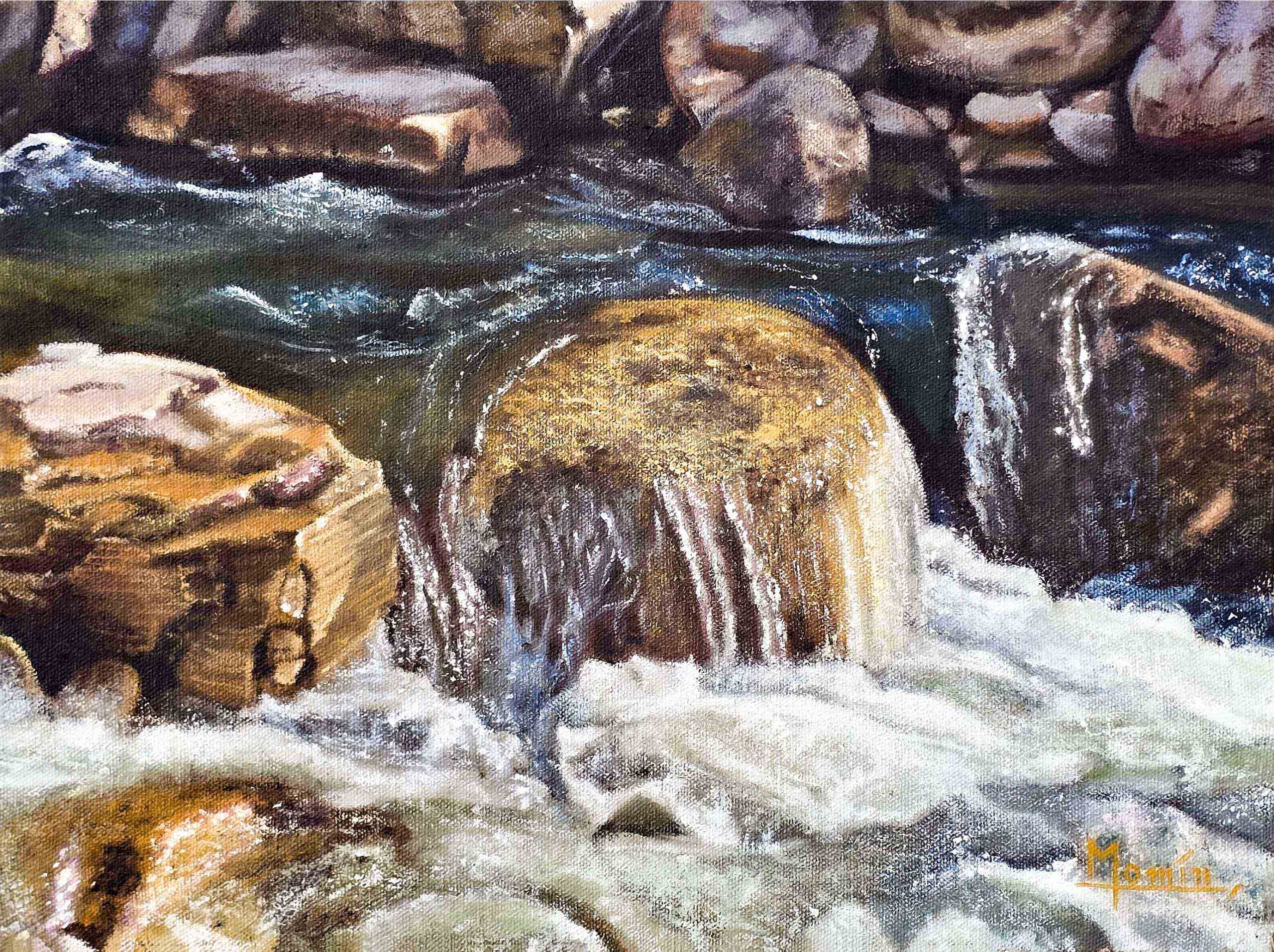 Rushing Stream, Oil On Canvas, 12 x12 Inches, 12/Nov/2025, Available